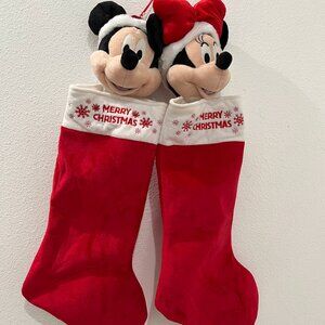 Mickey & Minnie Plush Christmas Stockings- set of 2